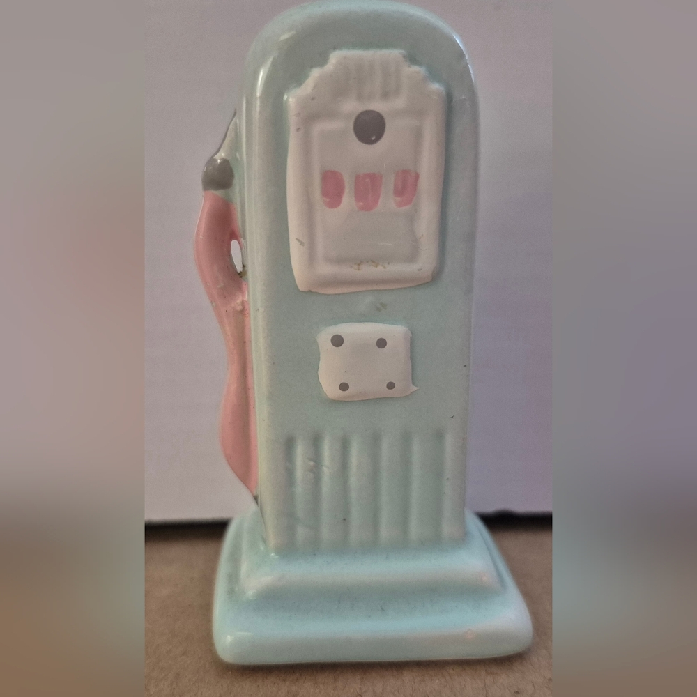 Craft Pink and White Toy Car with Gas Pump Salt and Pepper - Picture 3 of 9